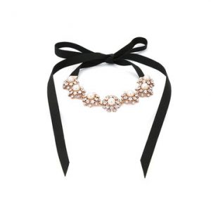 Women's Elegant Necklace Pearl Rhinestone Lace Necklace