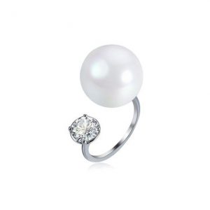 Women's Elegant Ring Pearl Zircon Opening Ring