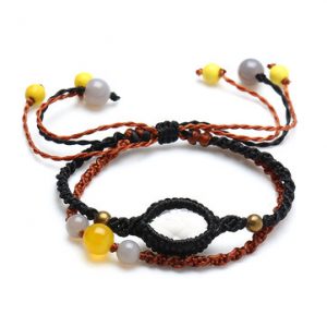 Women's Ethnic Bracelet Weave Rope Crystal Agate Retro Bracelet