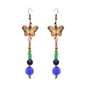 Women's Ethnic Earrings Butterfly Agate Retro Tassel Earrings