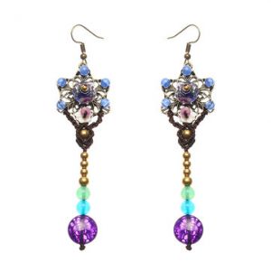 Women's Ethnic Earrings Elegant Purple Agate Flower Retro Earrings