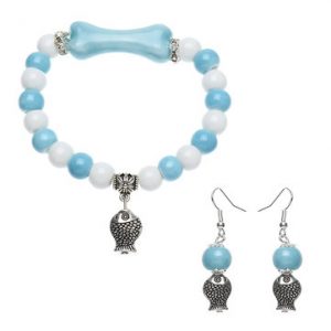 Women's Ethnic Jewelry Set Fish Ceramics Bracelet Earrings Set