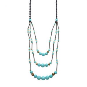 Women's Ethnic Necklace Multilayer Turquoise Bead Retro Necklace