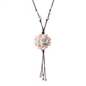 Women's Ethnic Necklace Peony Flower Ceramic Retro Necklace