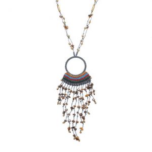 Women's Ethnic Necklace Retro Crystal Weave Tassel Necklace