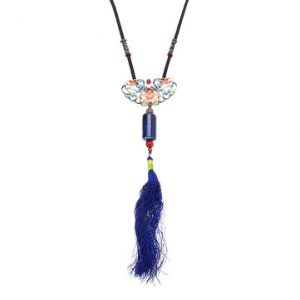 Women's Ethnic Necklace Tassel Flower Alloy Agate Ceramic Necklace