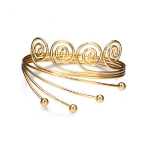 Women's Luxury Arm Bracelet Gold Spiral Arm Bracelet for Gift