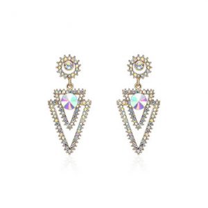 Women's Luxury Earrings Colorful Rhinestone Crystal Triangle Earrings