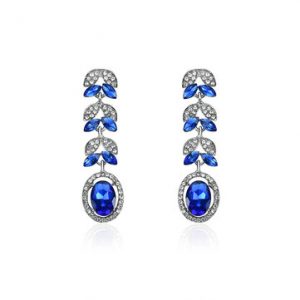 Women's Luxury Earrings Elegant Full Crystal Rhinestone Leaves Earrings