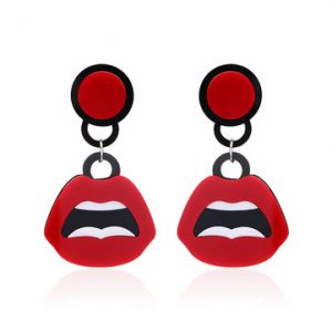 Women's Punk Earring Red Lip Mouth Earrings