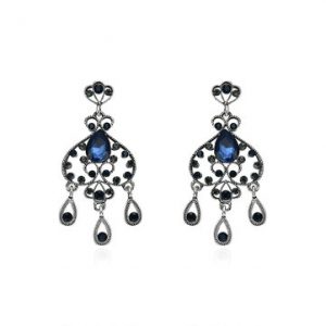 Women's Retro Earrings Heart Water Drop Crystal Earrings