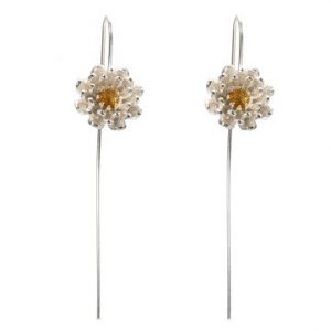 Women's Retro Earrings Silver Daisy Tassel Earrings