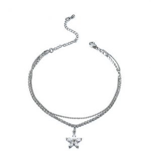 Women's Sweet Anklet Silver Flower Rhinestone Anklet