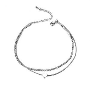 Women's Sweet Anklet Silver Heart Heart Anklet