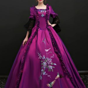 Women's Vintage Costume Halloween Violet Euro Style Long Dresses