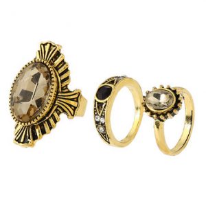 Women's Vintage Rings Retro Bohemian Crystal Rings