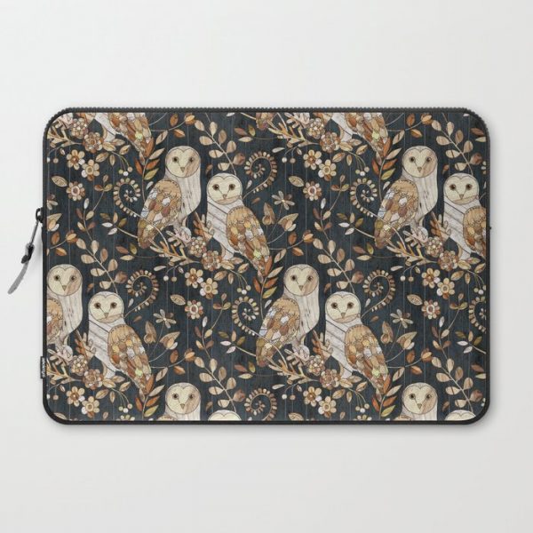 Wooden Wonderland Barn Owl Collage Computer Cover by micklyn - Laptop Sleeve - 15"