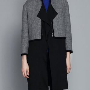 Wool Blend Casual Paneled Long Sleeve Stand Collar Coat