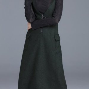 Wool Blend Cowl Neck Two Piece Long Sleeve Casual Midi Dress