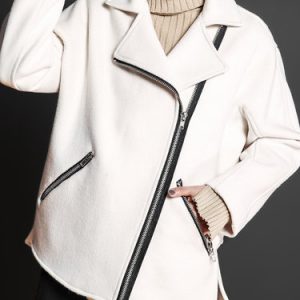 Wool Blend Lapel Pockets Simple Long Sleeve Coat