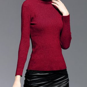 Wool Blend Simple Knitted Sheath Long Sleeved Top