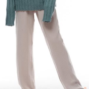 Wool Blend Solid Casual Pockets Wide Leg Pants