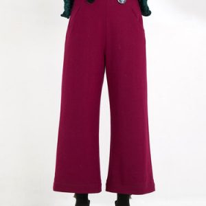 Wool Blend Solid Simple H-line Wide Leg Pants