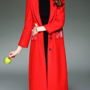 Wool H-line Lapel Casual Long Sleeve Coat