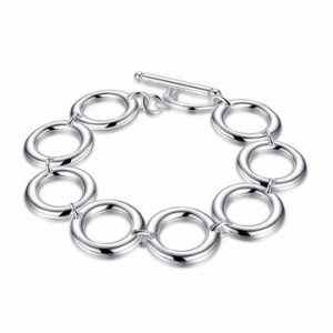 YUEYIN Circle Bracelet Silver Plated Hollow Circle Women Bracelet