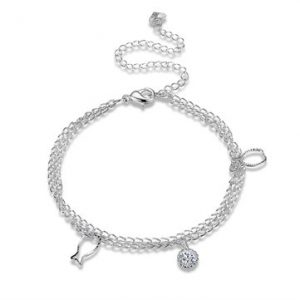 YUEYIN Elegant Anklet Silver Fish Rhinestone Anklet