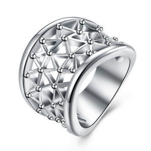 YUEYIN Luxury Ring Hollow Snowflake Silver Plated Ring