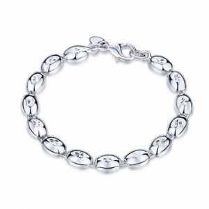 YUEYIN Luxury Simple Bracelet Silver Flower Oval Beads Bracelet