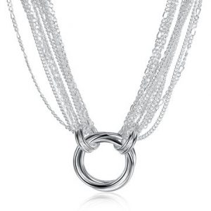 YUEYIN Multi-Line Necklace Three Circular Pendant Necklaces