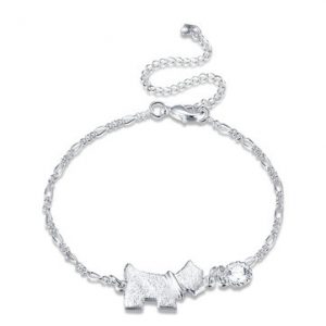 YUEYIN Simple Anklet Silver Dog Rhinestone Anklet