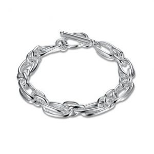 YUEYIN Simple Bracelet Hollow Oval Silver Plated Geometry Women Bracelet