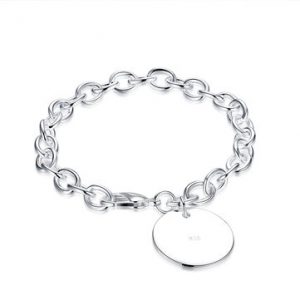 YUEYIN Simple Women Bracelet Coin Pendant Silver Plated Bracelet