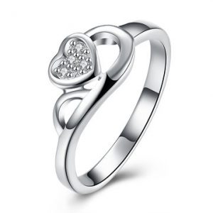 YUEYIN Sweet Ring Heart Zircon Wedding Jewelry Ring