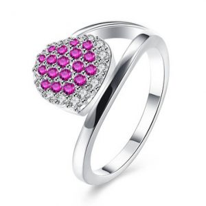 YUEYIN Sweet Ring Heart Zircon Wedding Ring for Women Gift