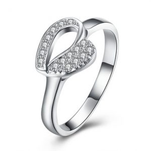 YUEYIN Sweet Ring Hollow Heart Zircon Ring