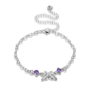 YUEYIN Women's Anklet Butterfly Zircon Silver Anklet