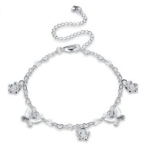 YUEYIN Women's Anklet Silver Butterfly Flower Anklet