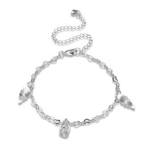 YUEYIN Women's Anklet Silver Crown Rhinestone Anklet