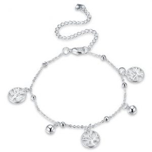 YUEYIN Women's Anklet Silver Life Tree Bell Anklet