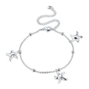 YUEYIN Women's Anklet Silver Star Ball Anklet