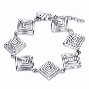 YUEYIN® Hollow Rhombus Simple Silver Plated Women Bracelet