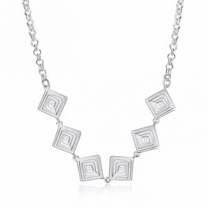 YUEYIN® Jewelry Set Silver Plated Earrings Necklace Hollow Square Kit