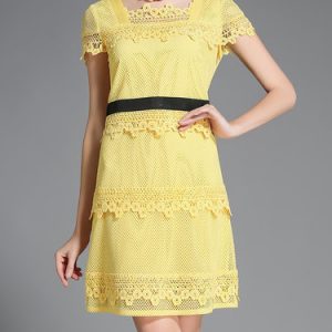 Yellow A-line Girly Mini Dress