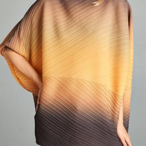 Yellow Batwing Ribbed Casual Ombre Tunic