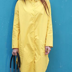 Yellow Casual Cotton Shirt Dress