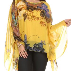 Yellow Elegant Printed Polyester Tunic